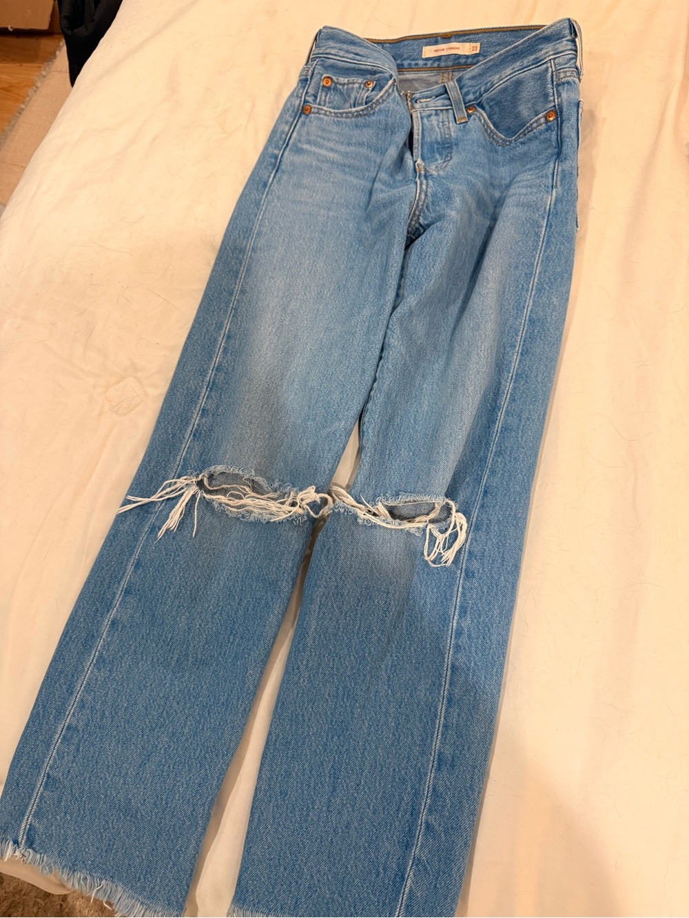 Levi's Light Blue Distressed Ankle Crop Jeans